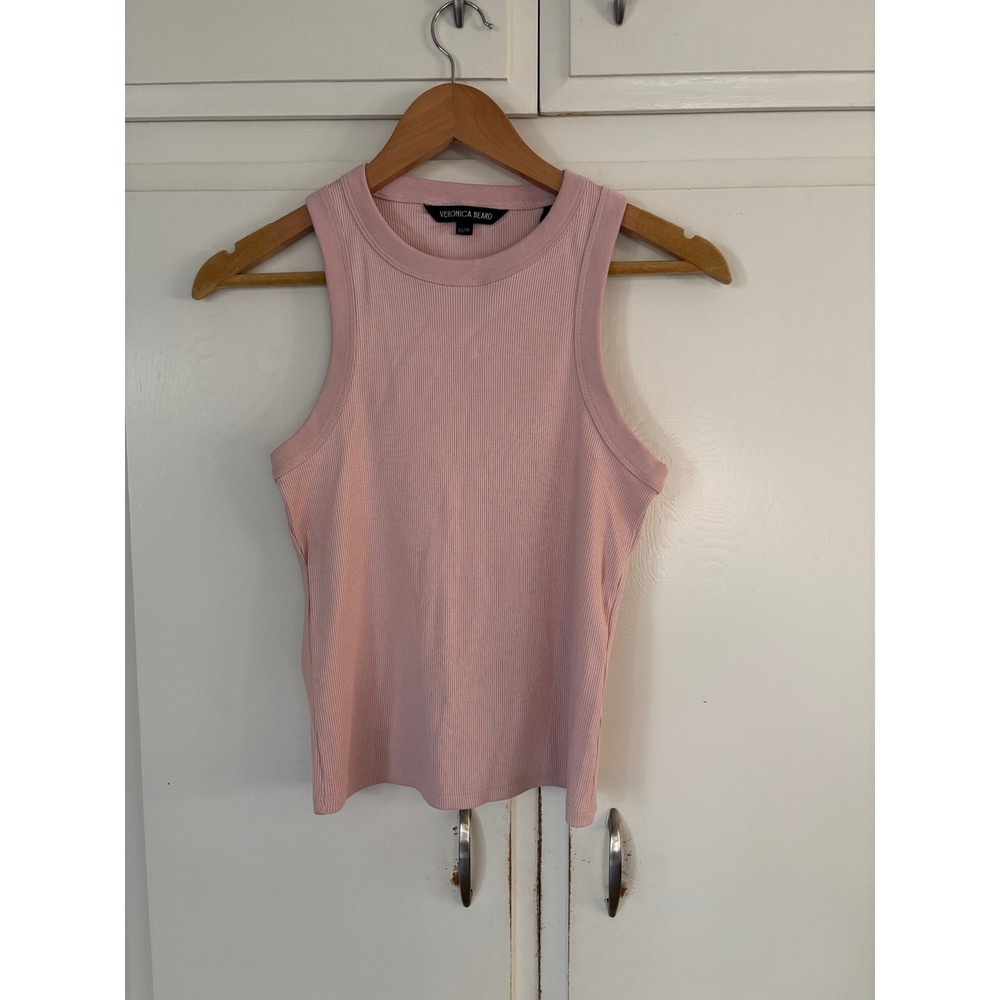 Veronica Beard Pink Ribbed Knit Tank Top Sleeveless Crew Neck XS